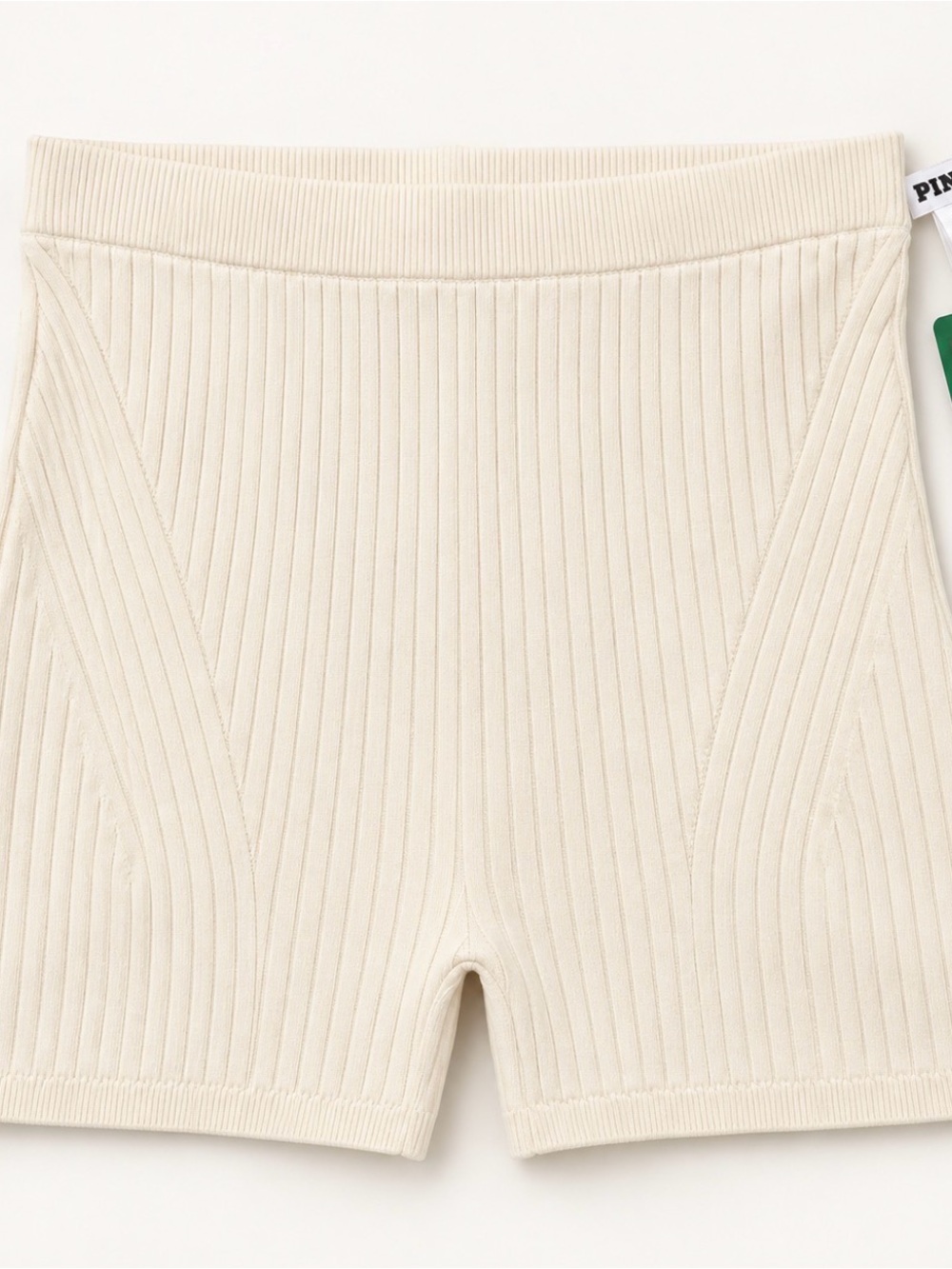 PINK Victoria's Secret Ribbed High-Waist Bike Shorts in Cream
